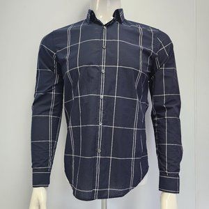 THEORY  Zack LARGE GRID SHIRT   "eclipse" blue  [SIZE small] [NewWithTags]